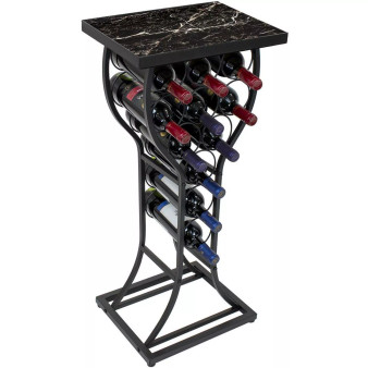 Metal with Marble Finish Top Wine Storage Organizer Display Rack Table
