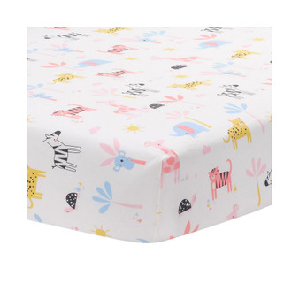 Snuggle Jungle Pastel Safari Cotton Jersey Baby Fitted Crib Sheet