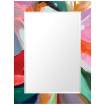 'Intergrity Of Chaos' Rectangular On Free Floating Printed Tempered Art Glass Beveled Mirror, 40" x 30"