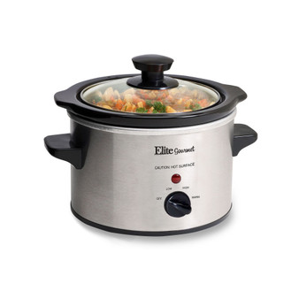 Elite Cuisine 1.5Qt Slow Cooker with Glass Lid, Adjustable Temperature Controls, Keep Warm Function