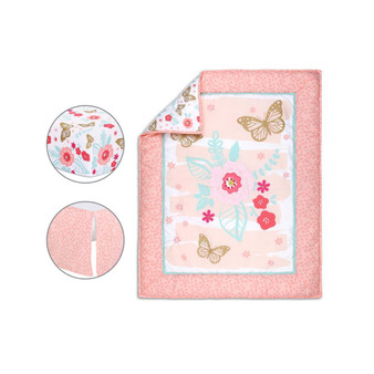 Aflutter 8 Piece Baby Nursery Crib Bedding Set, Quilt, Crib Sheets, Crib Skirt, Changing Pad Covers, and Crib Mobile