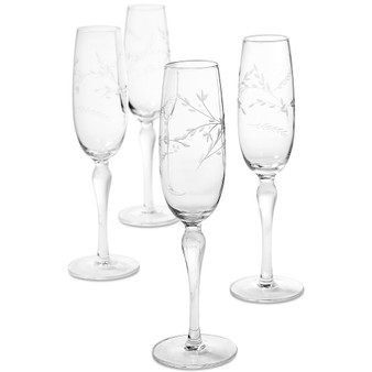 Etched Floral Champagne Flutes, Set of 4, Created for Macy's