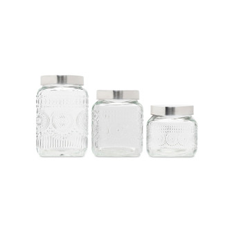 Retro Design Glass Canister Set, 3 Piece