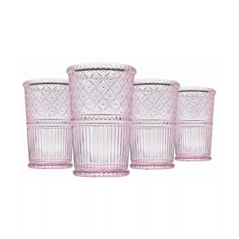 Claro Modern Vintage Tumbler Glasses, Set of Four, 12 oz