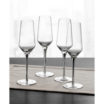 Black Stem Champagne Glasses, Set of 4, Created for Macy's