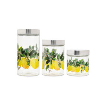 Lemon Glass Canisters Set, 3 Piece
