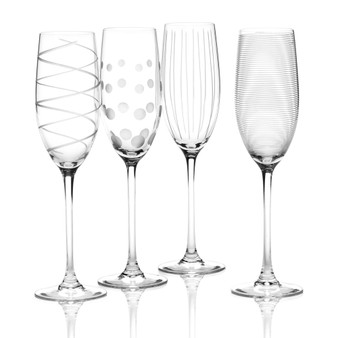 "Clear Cheers" Flutes, Set Of 4