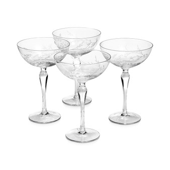 Etched Floral Coupe Glasses, Set of 4, Created for Macy's