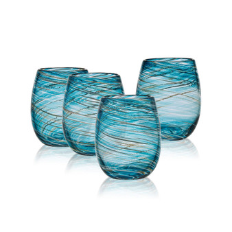 Color Swirl 16 Ounce Stemless Glass 4-Piece Set