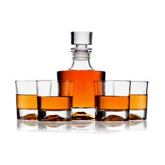 Basic Whiskey Decanter with Whiskey Glasses, Set of 5