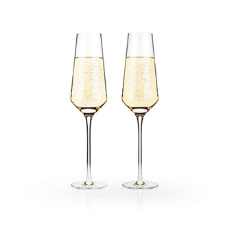 Raye Angled Crystal Champagne Flutes, Set of 2, 8 Oz
