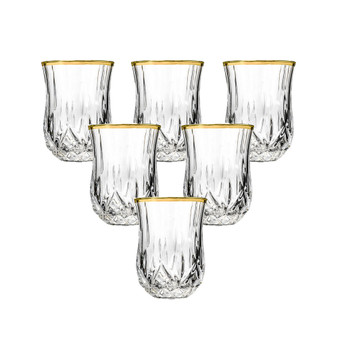 Opera Gold Collection 6 Piece Crystal Shot Glass with Gold Rim Set