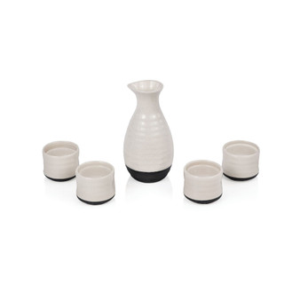 Fervor Ceramic Hot and Cold Sake Carafe and Cup Set, 5 Piece