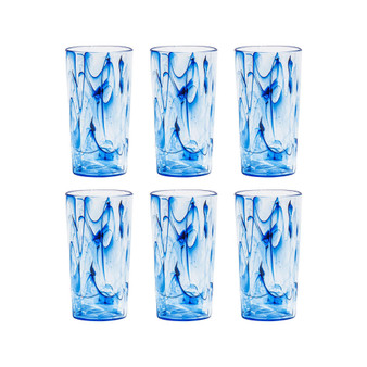 Aegean Swirl Jumbo 6-Piece Premium Acrylic Glass Set, 23 oz