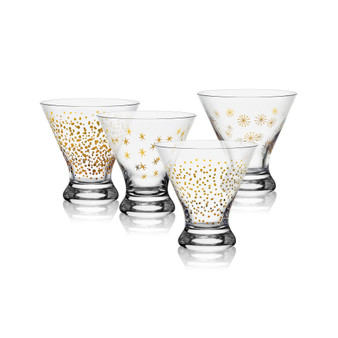 Party 10 Ounce Stemless Martini Glass 4-Piece Set