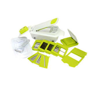 8-in-1 Multi-Use Slicer Dicer and Chopper with Interchangeable Blades, Vegetable and Fruit Peeler and Soft Slicer
