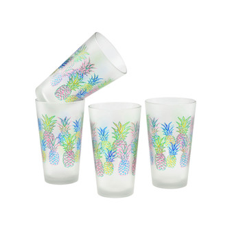 Pop Art Pineapple Pint Glass 16-Ounce Set of 4