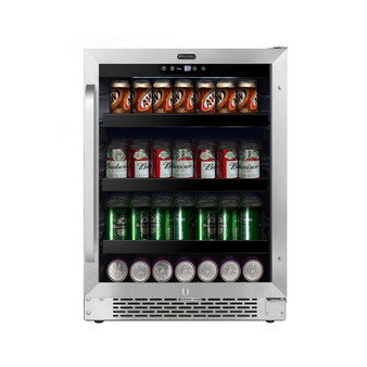 24 inch Built-In 140 Can Undercounter Stainless Steel Beverage Refrigerator