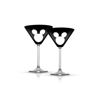 JoyJolt Luxury Mickey Mouse Crystal 10 oz Martini Glass, Set of 2