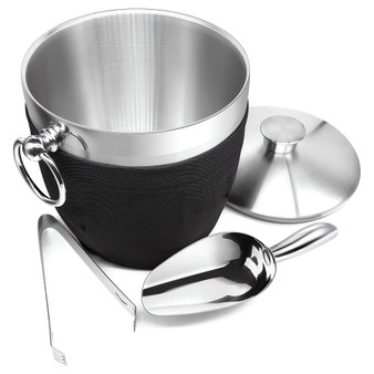 Megacasa 2.8 Liter Insulated Stainless Steel Ice Bucket with Ice Tongs and Lid