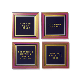 4" Glass Coaster Set, 4 Piece