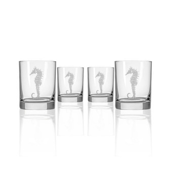 Seahorse Double Old Fashioned 14Oz - Set Of 4 Glasses