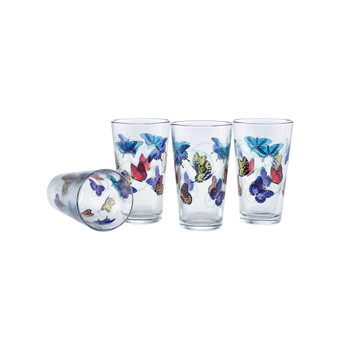 Butterflies Pint Glass 16-Ounce Set of 4