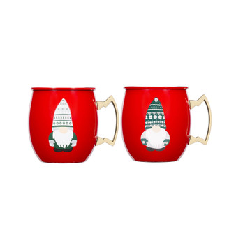 Gnome Holiday Moscow Mule Mugs, Set of 2