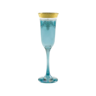 Blue Flutes with a Gold Band, Set of 6