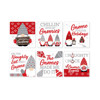 Christmas Gnomes - Funny Holiday Party Decorations - Drink Coasters - Set of 6