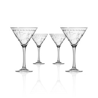 Fleur De Lis Martini 10Oz - Set Of 4 Glasses