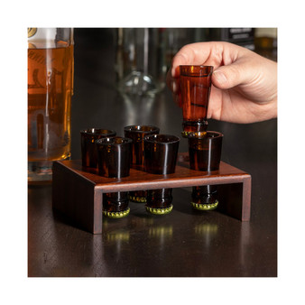 Set of 6 Beer Top Shot Glasses & Display Stand