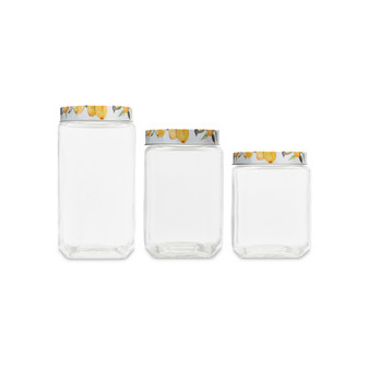 Meyer Lemons Square Glass Jars Set, 3 Piece