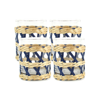 Glass Rattan Old Fashion, 4 Piece Set