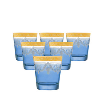 Double Old Fashion 6 Piece Gold Band Glass Set