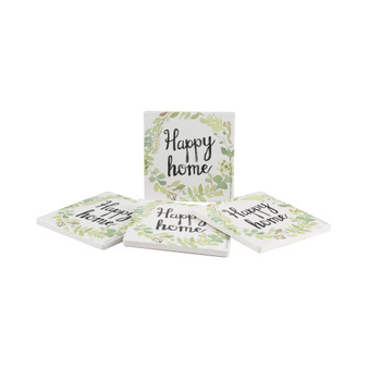 Wreath Happy Home 4-Pc. Coaster Set