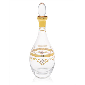 Glass Wine Bottle with Rich Gold-Tone Design