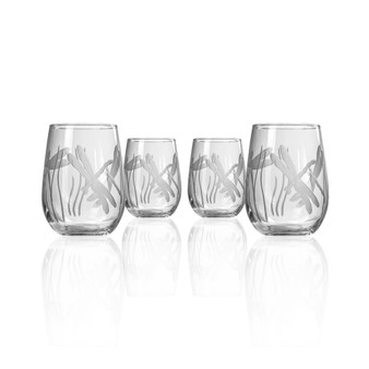 Dragonfly Stemless Wine Tumbler 17Oz - Set Of 4 Glasses