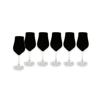 Black Wine Glasses with Stem 9", Set of 6