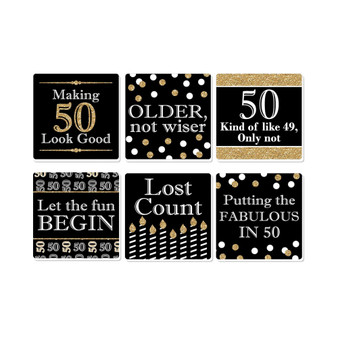 Adult 50th Birthday - Gold - Funny Party Decorations - Drink Coasters - Set of 6