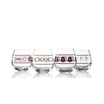 JoyJolt Star Wars Ugly Sweater Collection 15 oz Stemless Drinking Glass, Set of 4