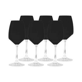 Black Water Glasses with Stem, Set of 6