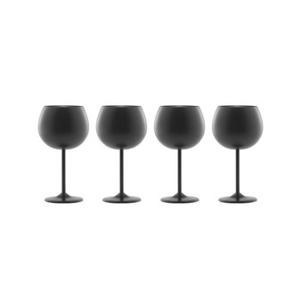 12 Oz Brushed Black Stainless Steel Red Wine Glasses, Set of 4