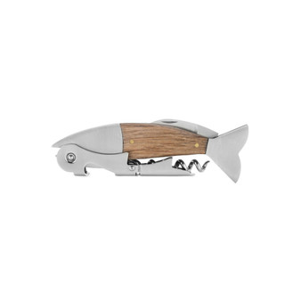Wood Stainless Steel Fish Corkscrew