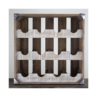 American Art Decor Rustic Wood 12 Bottle Wine Rack