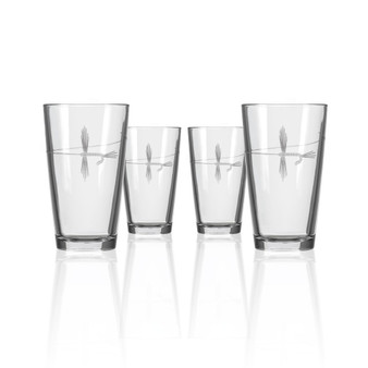 Fly Fishing Pint Glass 16Oz - Set Of 4 Glasses