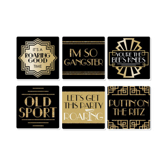 Roaring 20's - Funny 1920s Art Deco Jazz Party Decor - Drink Coasters - Set of 6