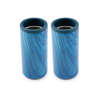 Insulated Sapphire Blue Geode Slim Can Coolers, 2 Pack
