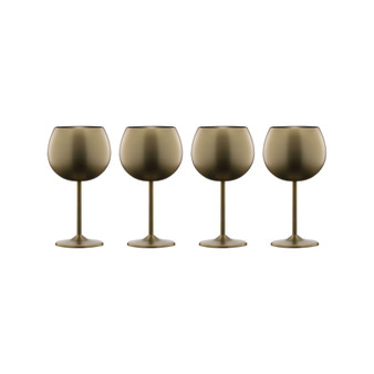 12 Oz Brushed Gold Stainless Steel Red Wine Glasses, Set of 4