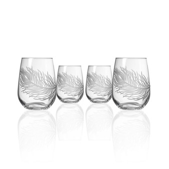 Peacock Stemless 17Oz - Set Of 4 Glasses